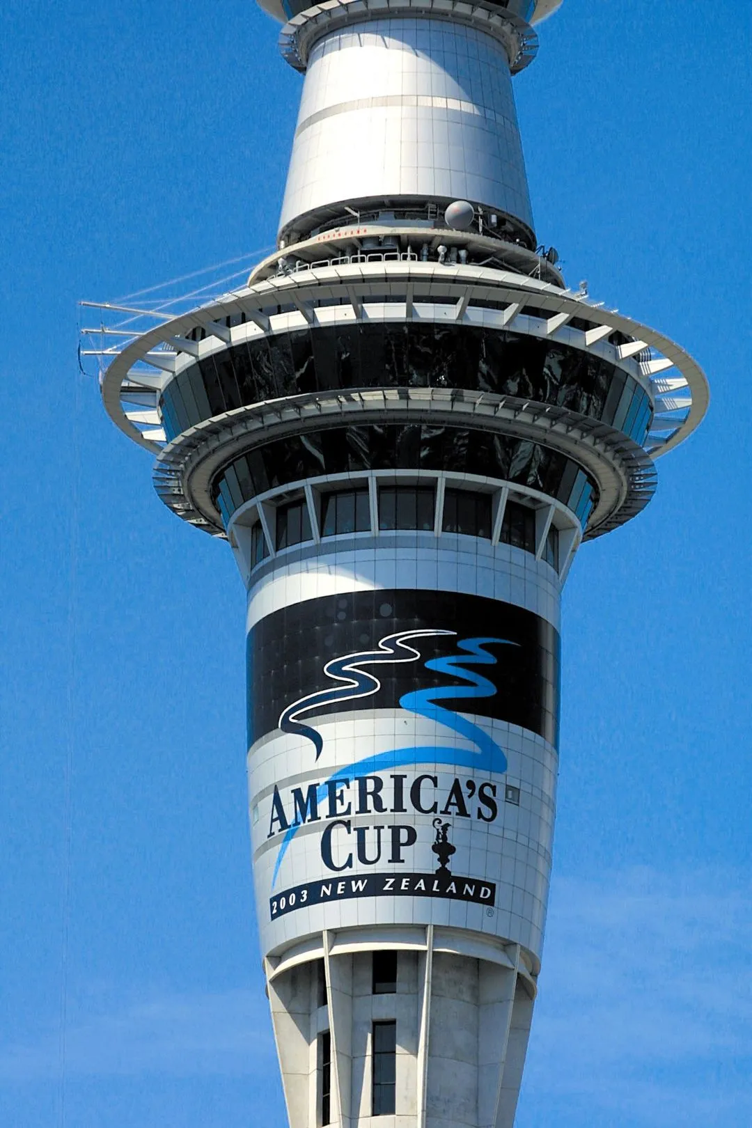 vinyl wrap job for the sky tower building